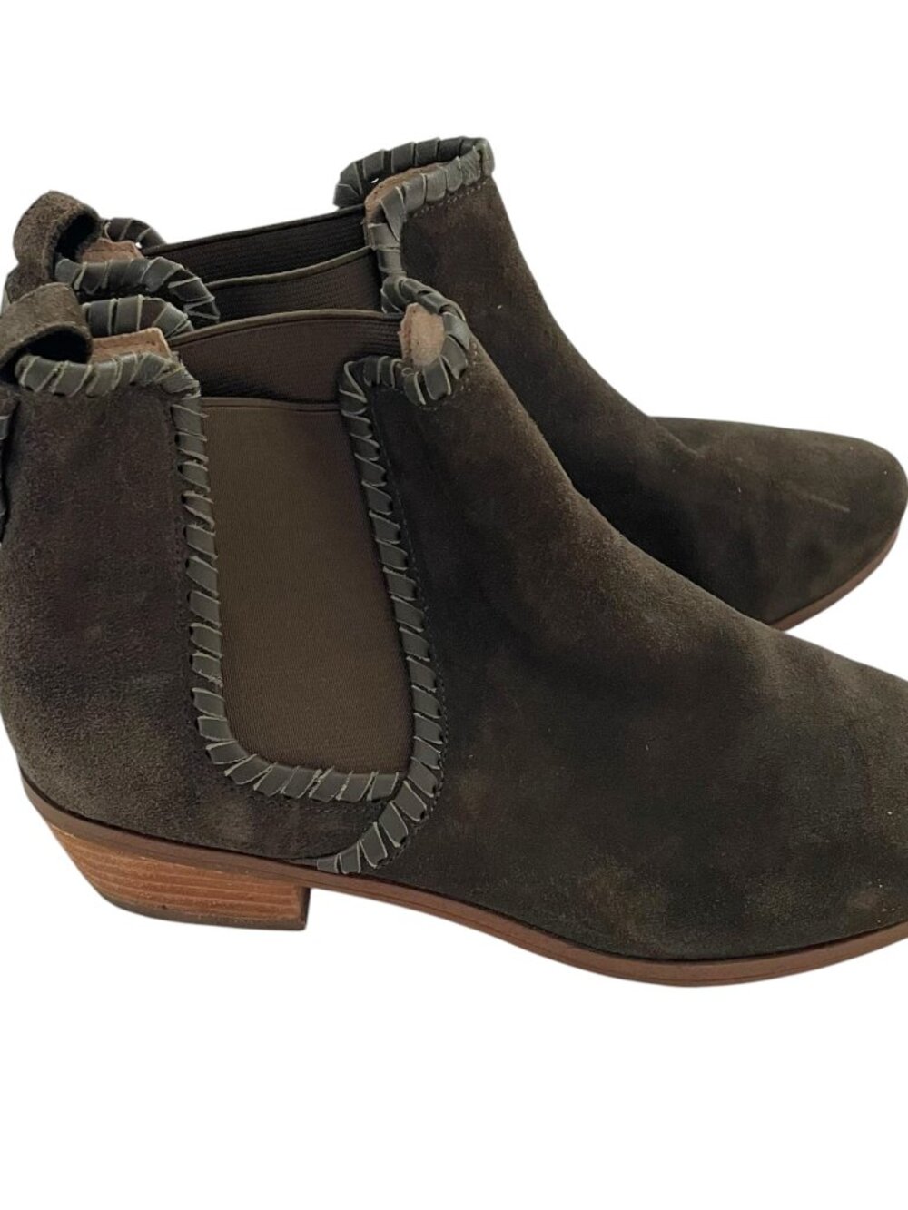 Jack Rogers Poppy Ankle Boots Booties Size 8.5 Suede Leather Olive Army Green